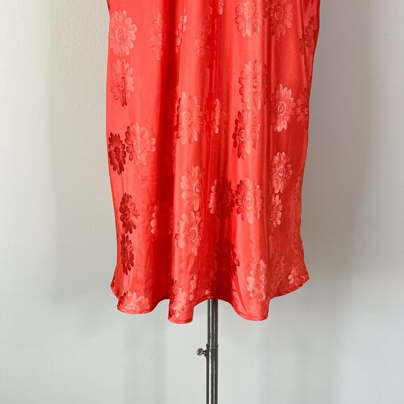 Lane Bryant | Y2K Vintage Floral Orange Satin Halter Tie Slip Short Pajama Dress - Picture 4 of 9